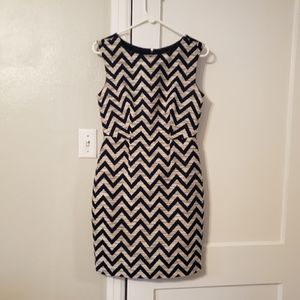 Navy Blue & White Chevron Dress. Sleeveless.